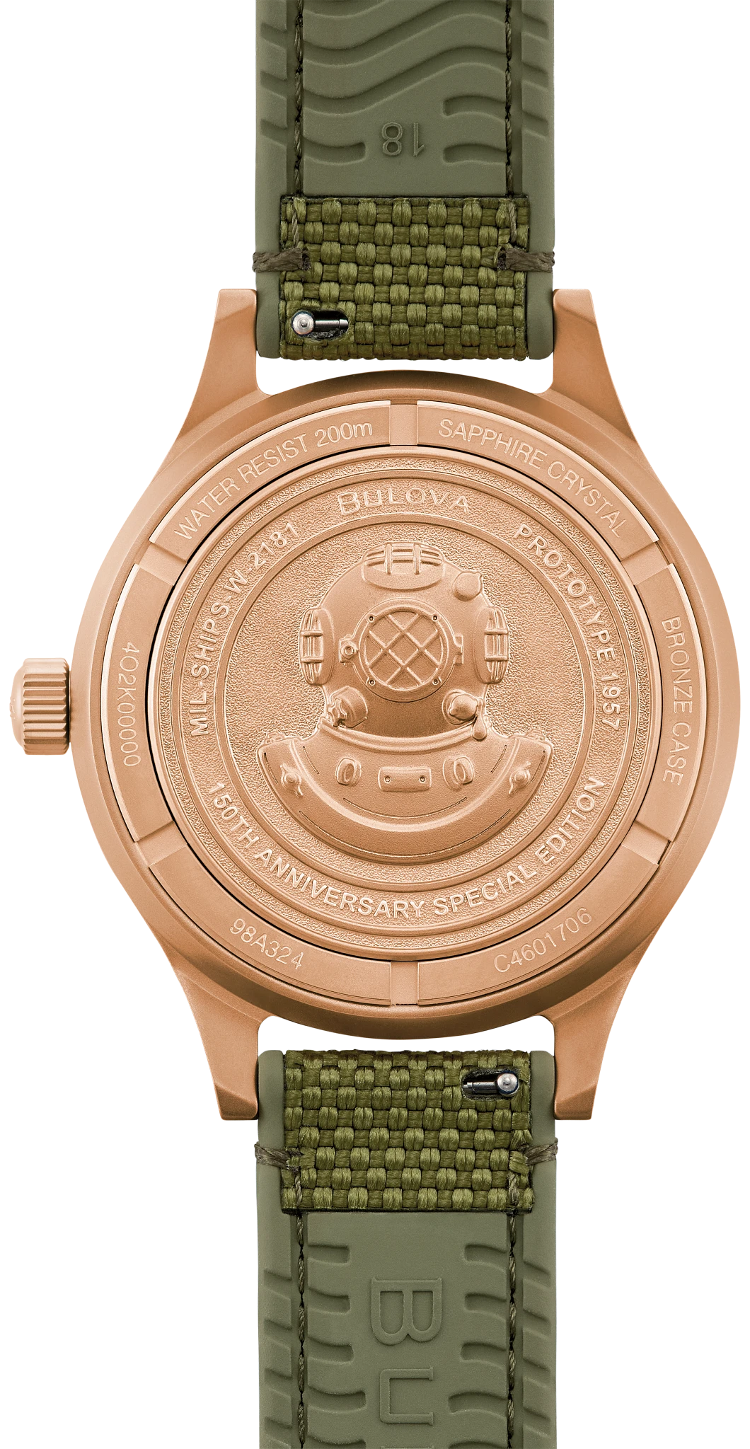 Green Dial CORDURA® + HNBR Strap MIL SHIPS 98A324 | Bulova
